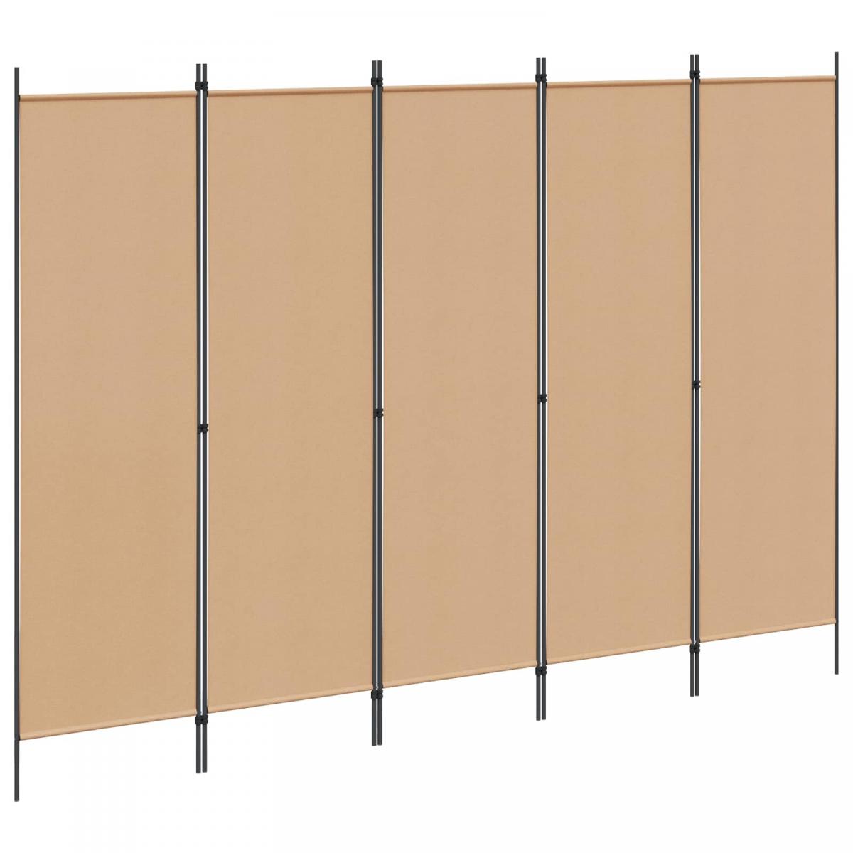 Biombos de 5 Paneles Beige Tela