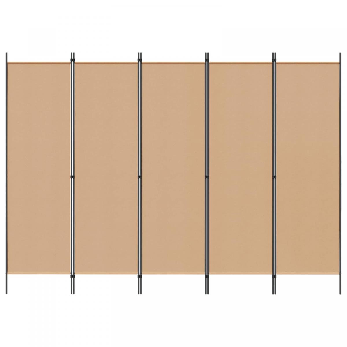 Biombos de 5 Paneles Beige Tela