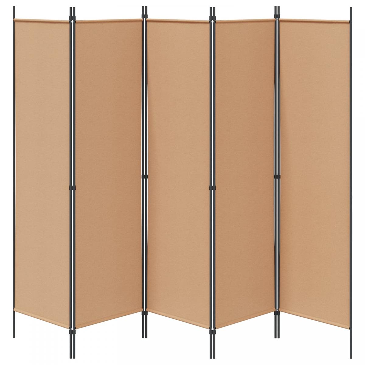 Biombos de 5 Paneles Beige Tela