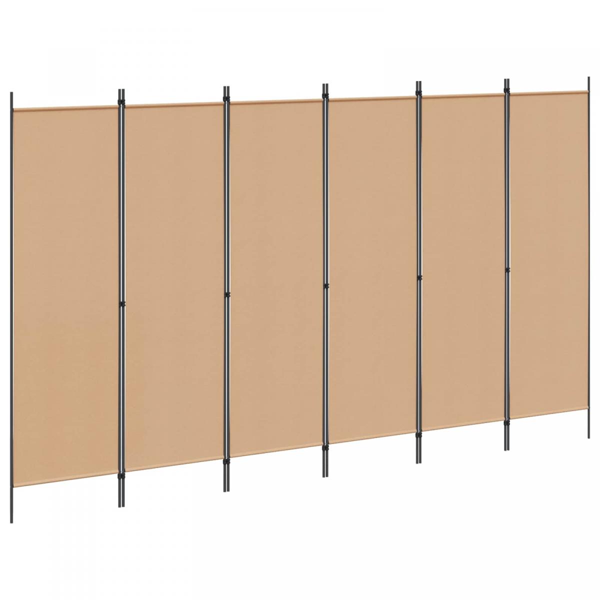 Divisor de habitación de 6 paneles Beige Tela