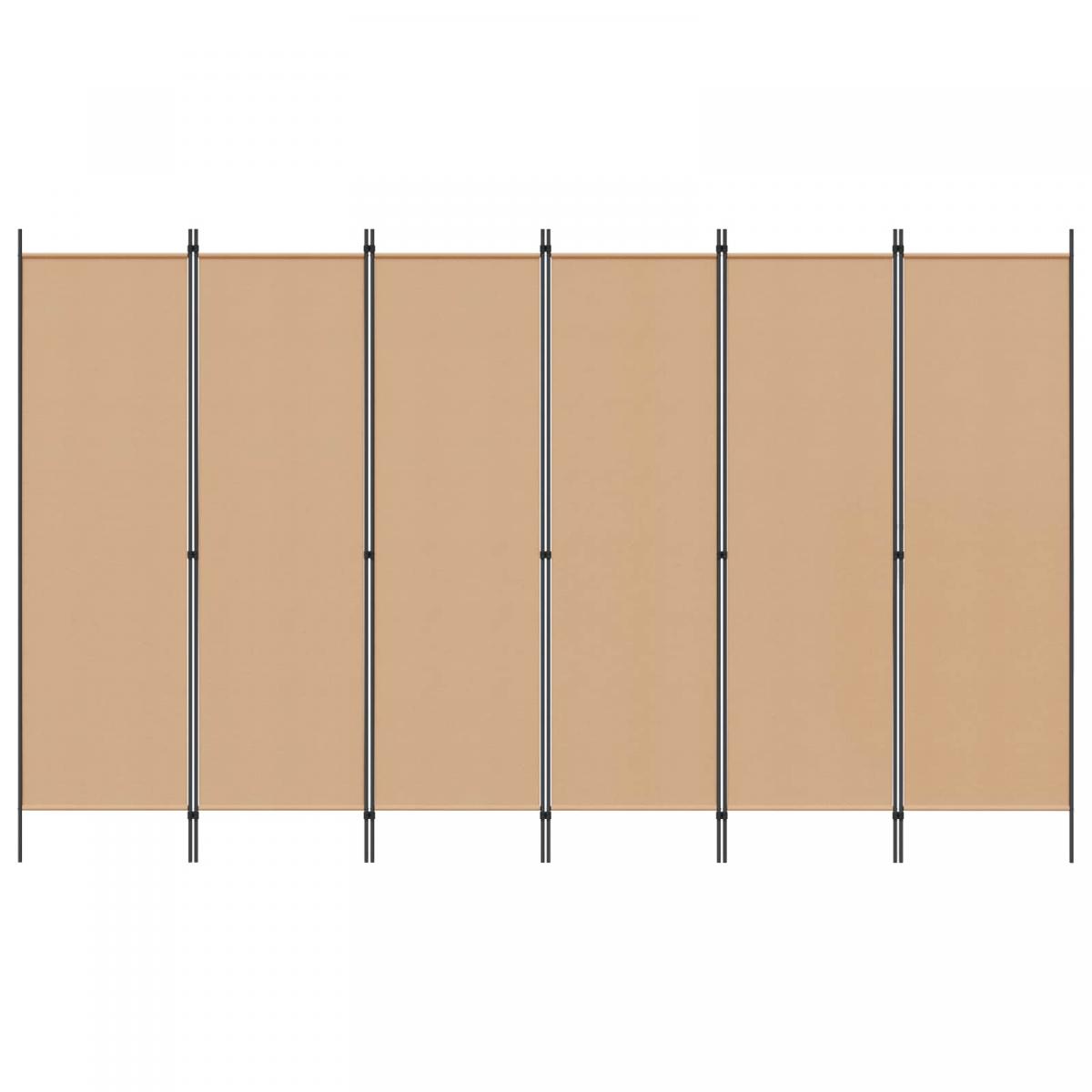 Divisor de habitación de 6 paneles Beige Tela