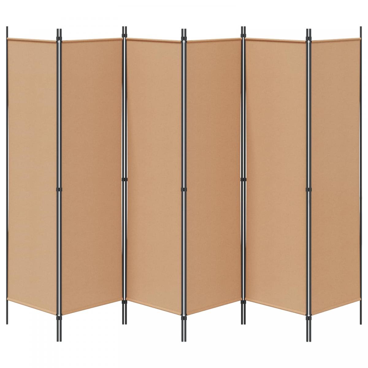 Divisor de habitación de 6 paneles Beige Tela