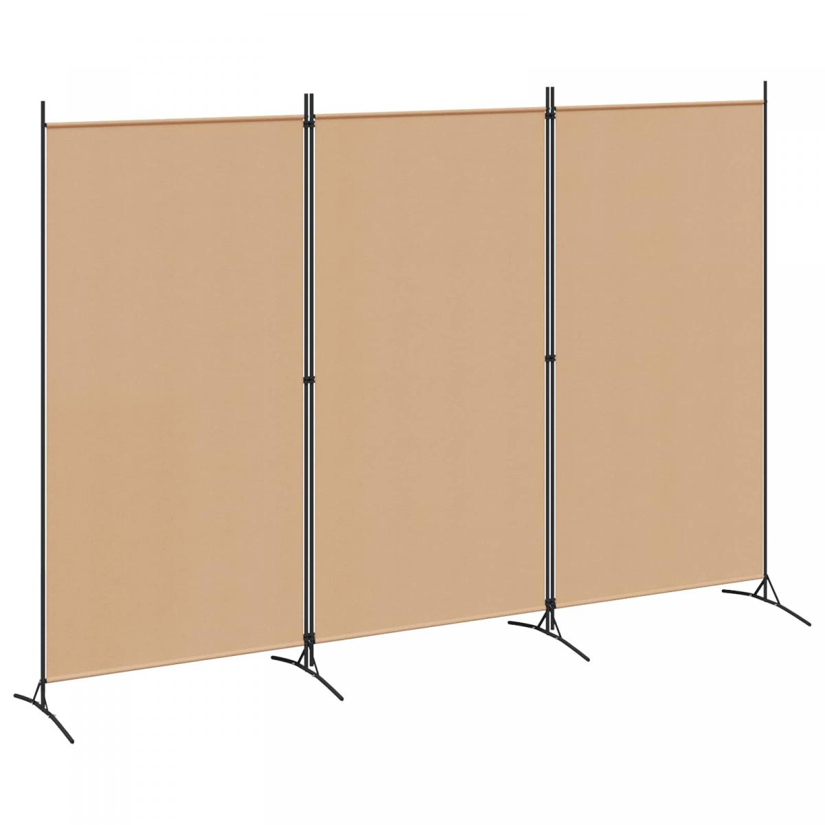 Biombo de 3 Paneles Beige Tela