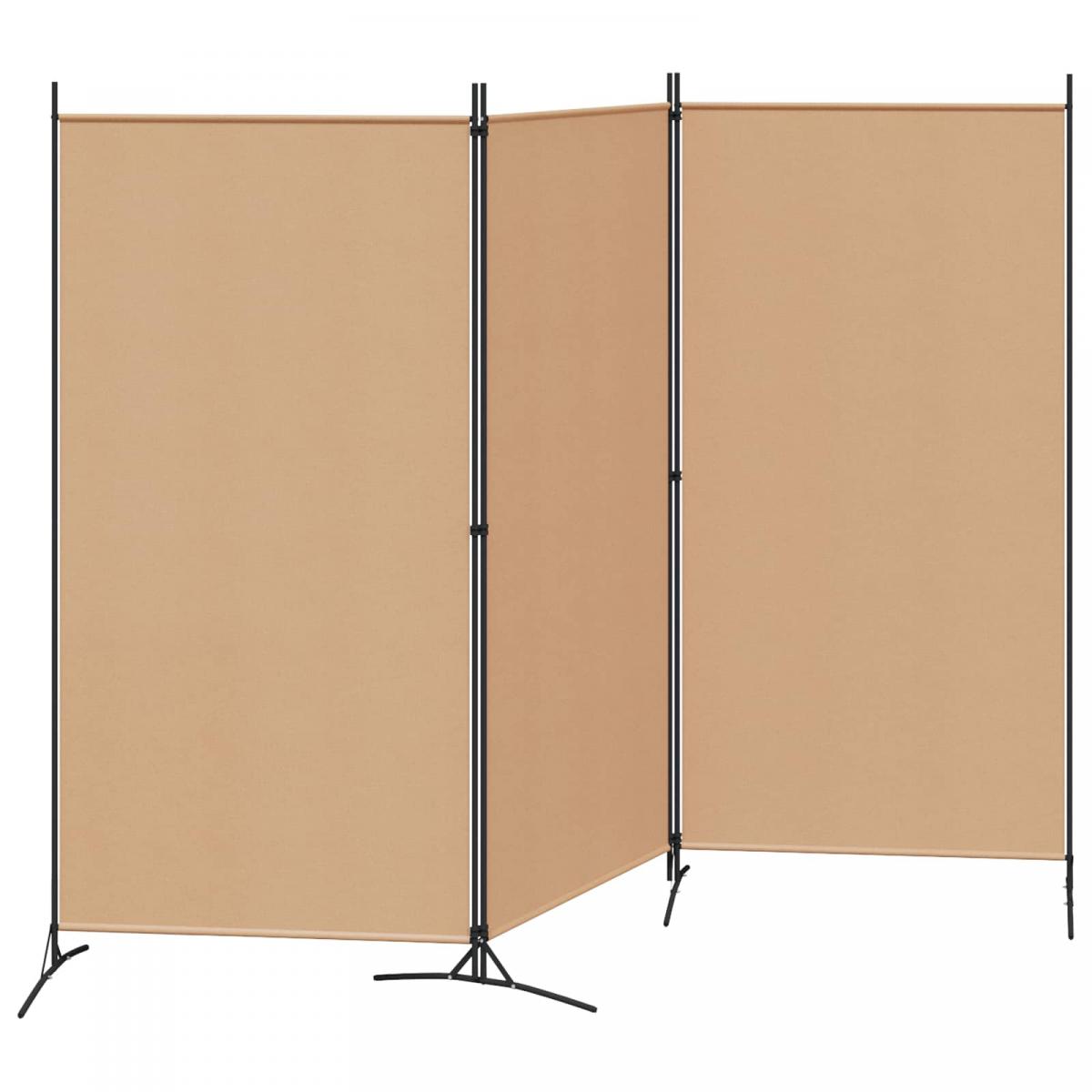 Biombo de 3 Paneles Beige Tela