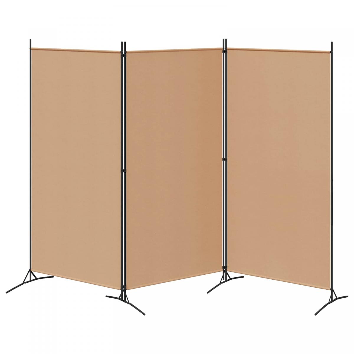 Biombo de 3 Paneles Beige Tela