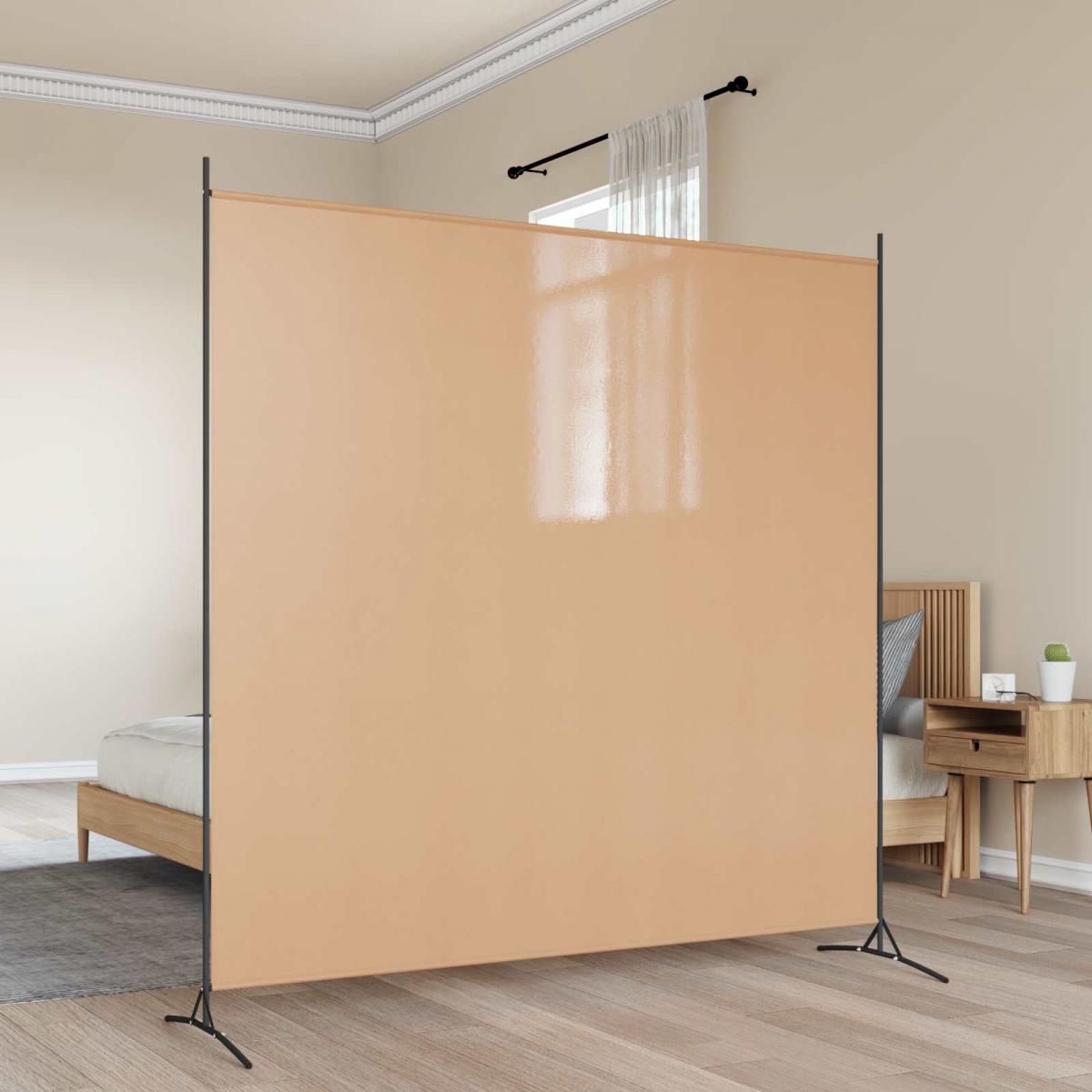 Divisor de Habitación de Panel Único Beige 175 x 180 cm Tela