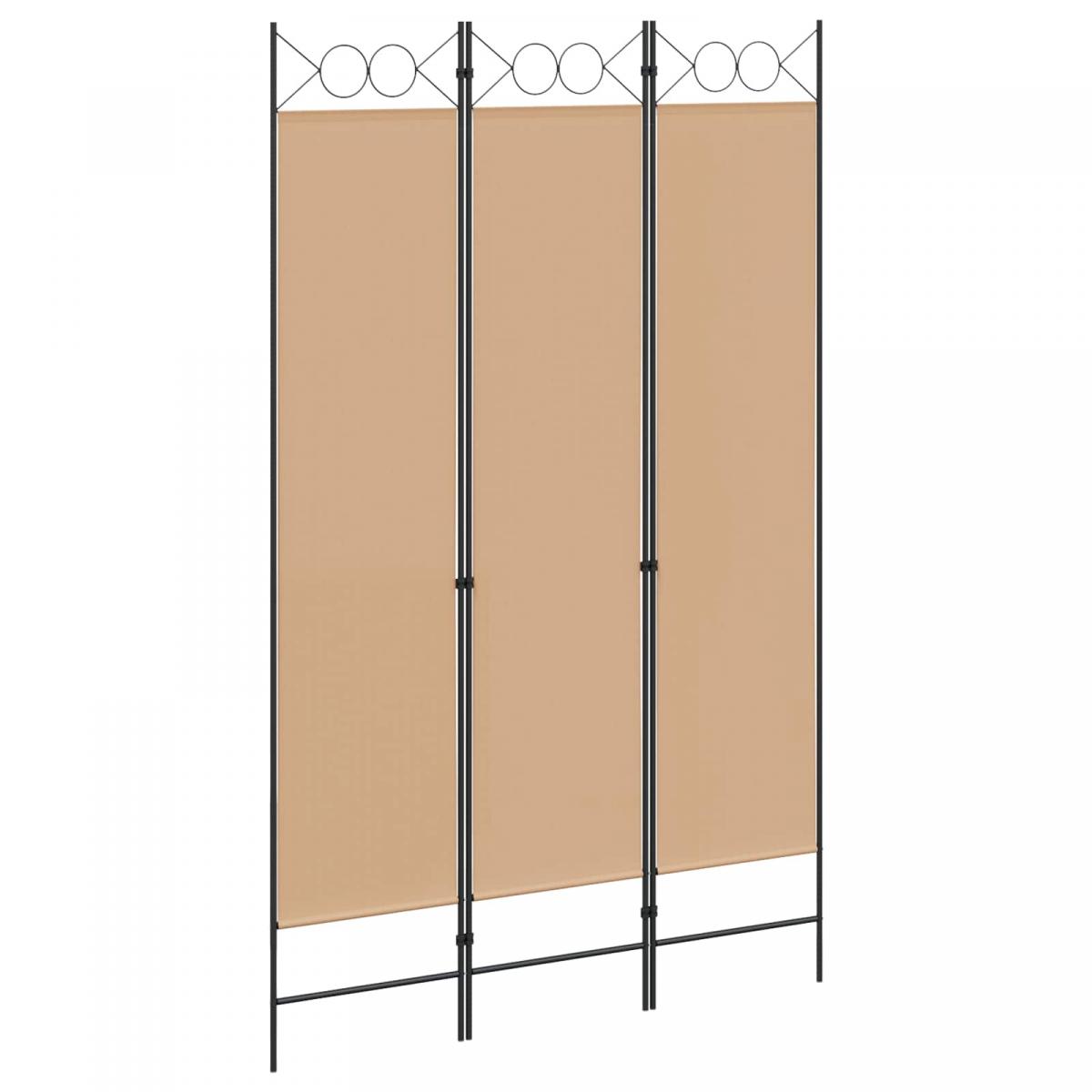Biombo de 3 Paneles Beige Tela