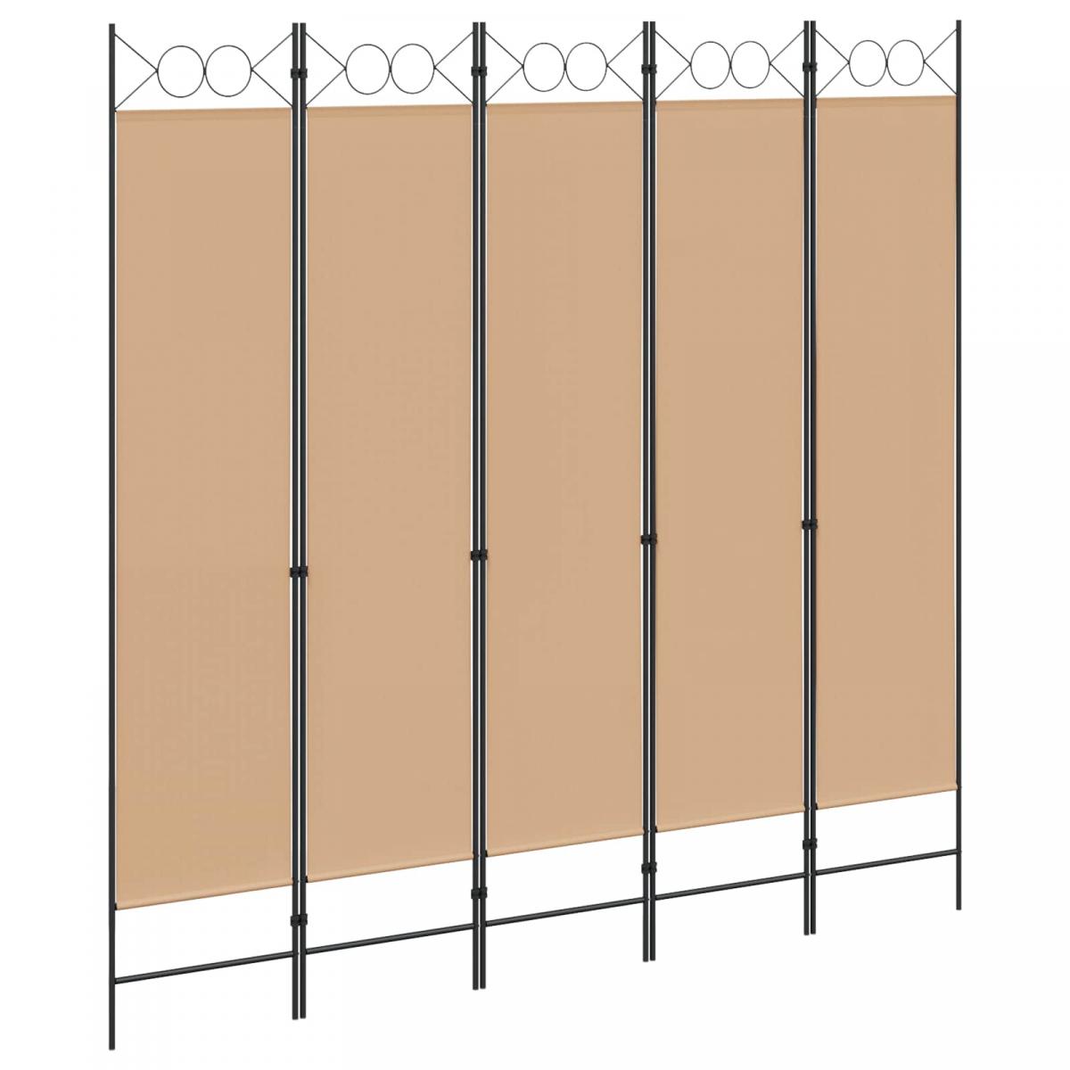 Biombos de 5 Paneles Beige Tela
