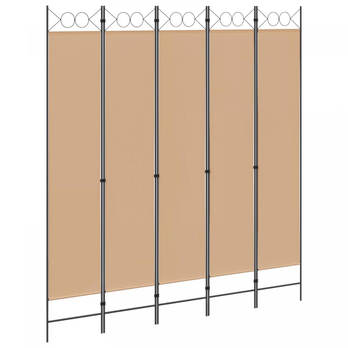 Biombos de 5 Paneles Beige Tela