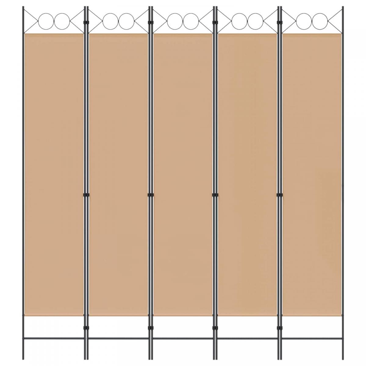 Biombos de 5 Paneles Beige Tela