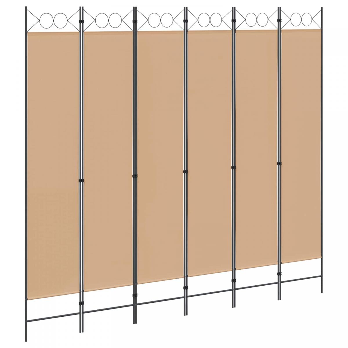 Divisor de habitación de 6 paneles Beige Tela
