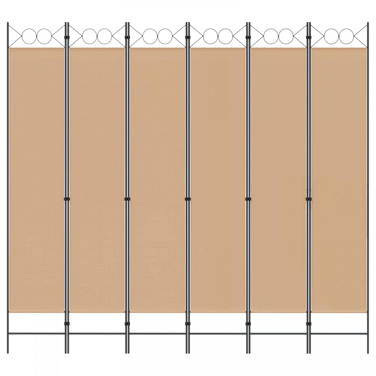 Divisor de habitación de 6 paneles Beige Tela