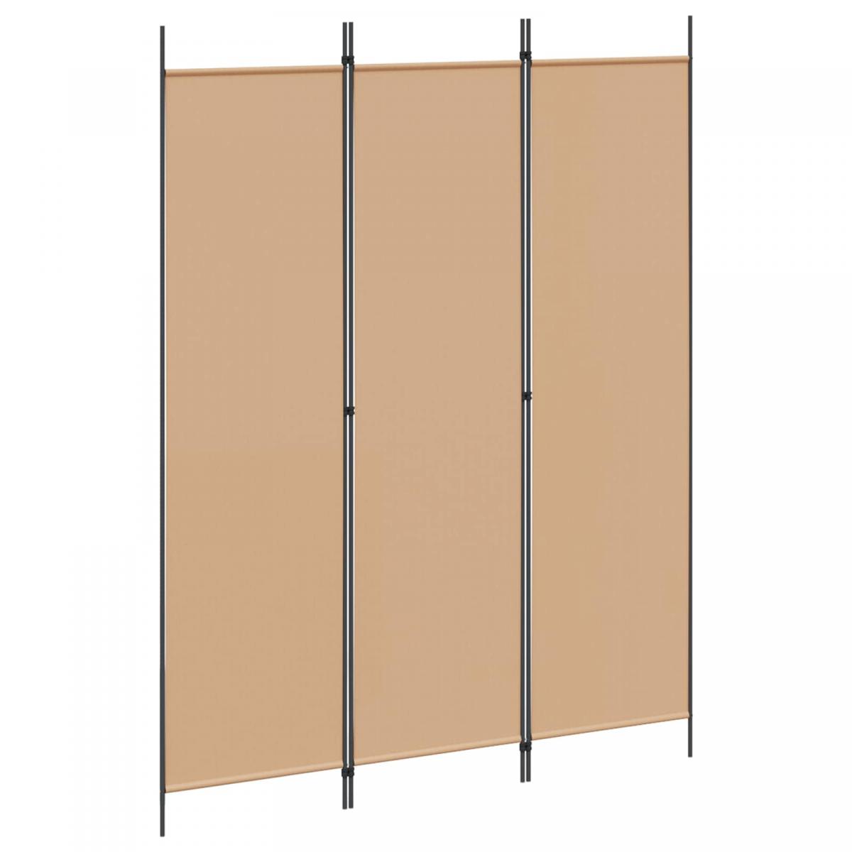 Biombo de 3 Paneles Beige Tela