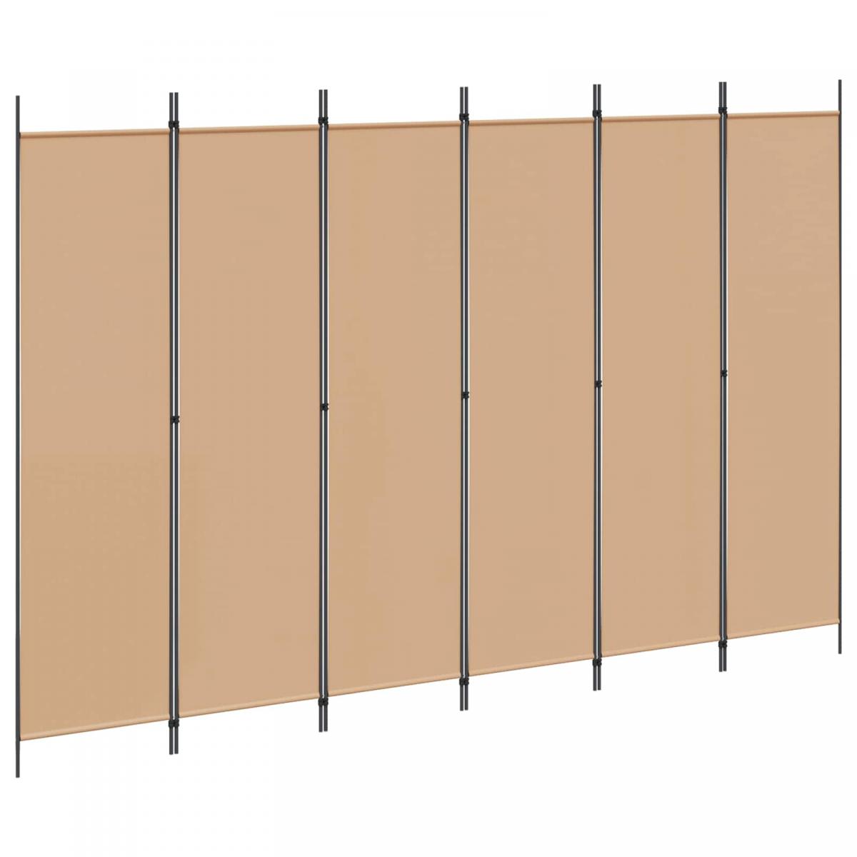 Divisor de habitación de 6 paneles Beige Tela