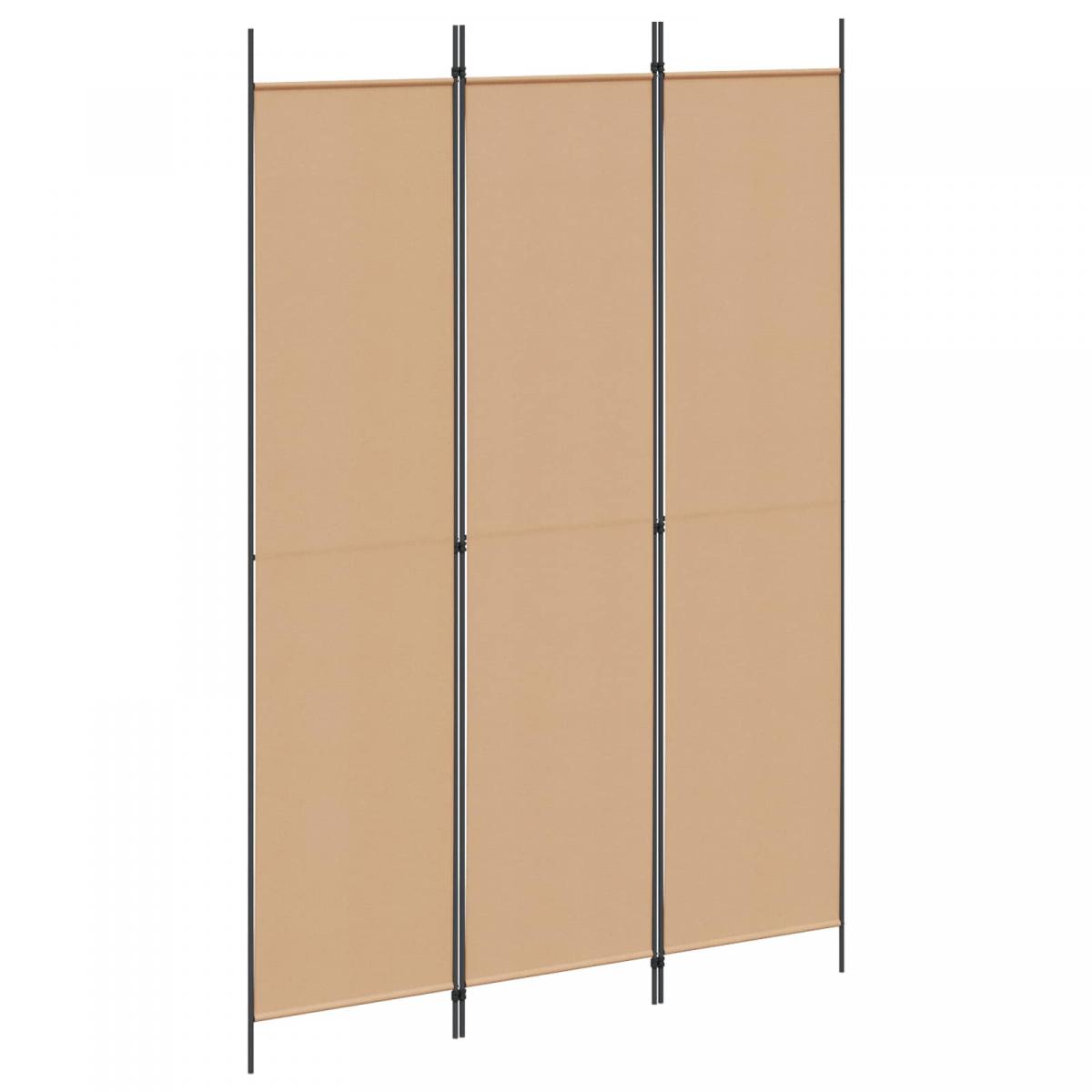 Biombo de 3 Paneles Beige Tela