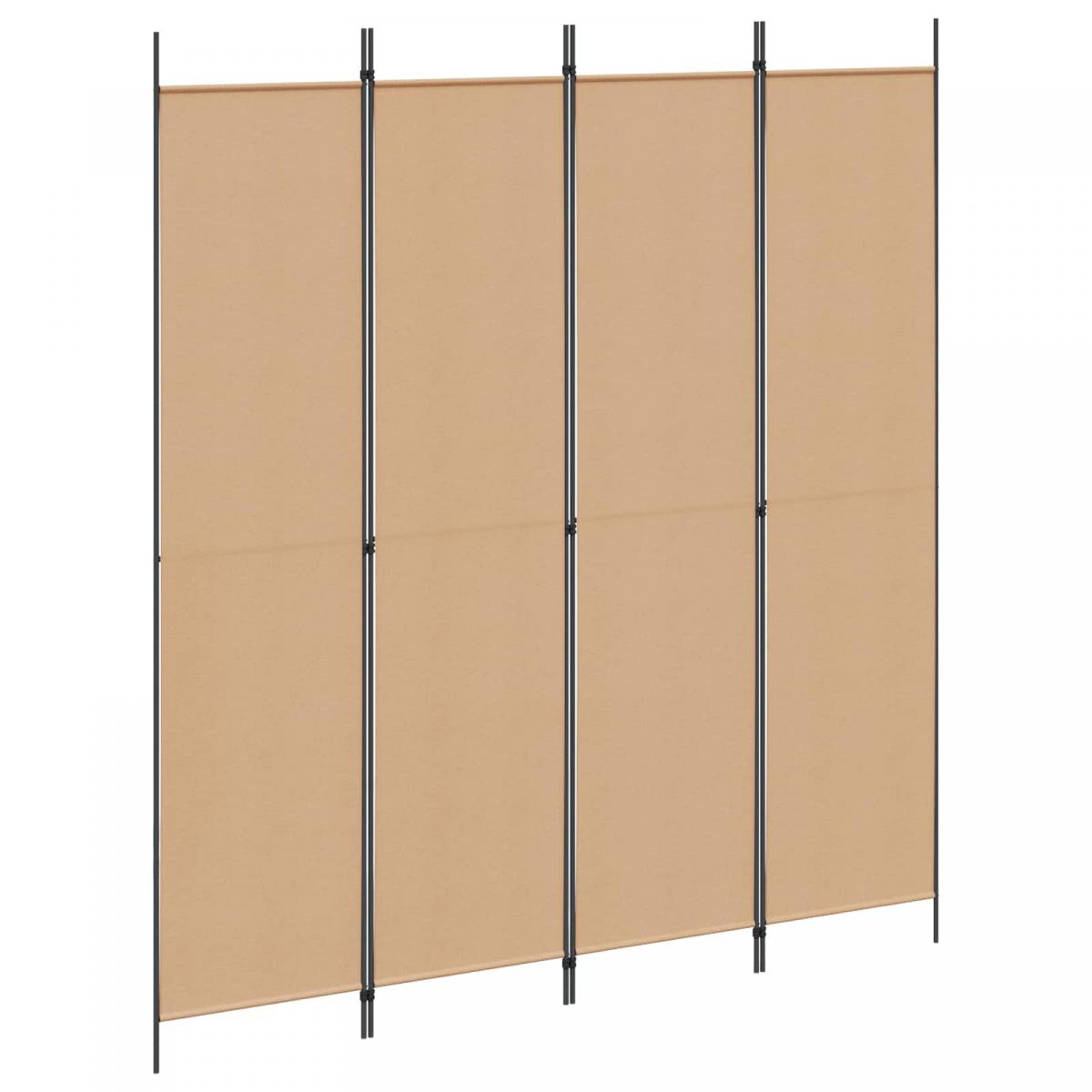Separador de habitación de 4 paneles Beige Tela