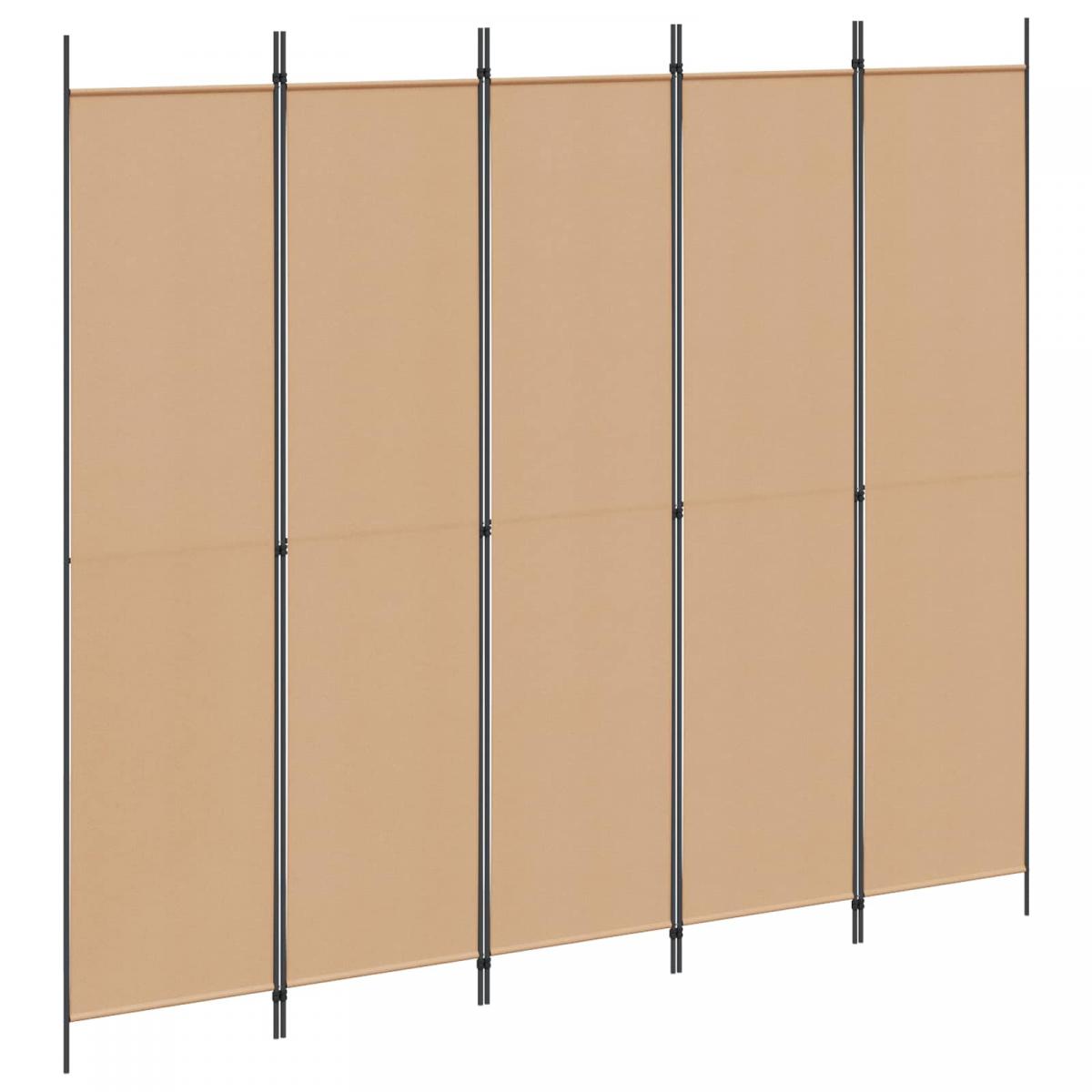 Biombos de 5 Paneles Beige Tela
