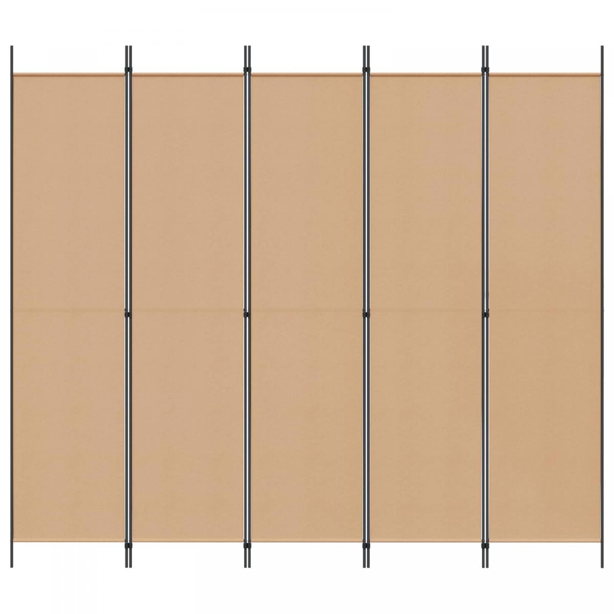 Biombos de 5 Paneles Beige Tela