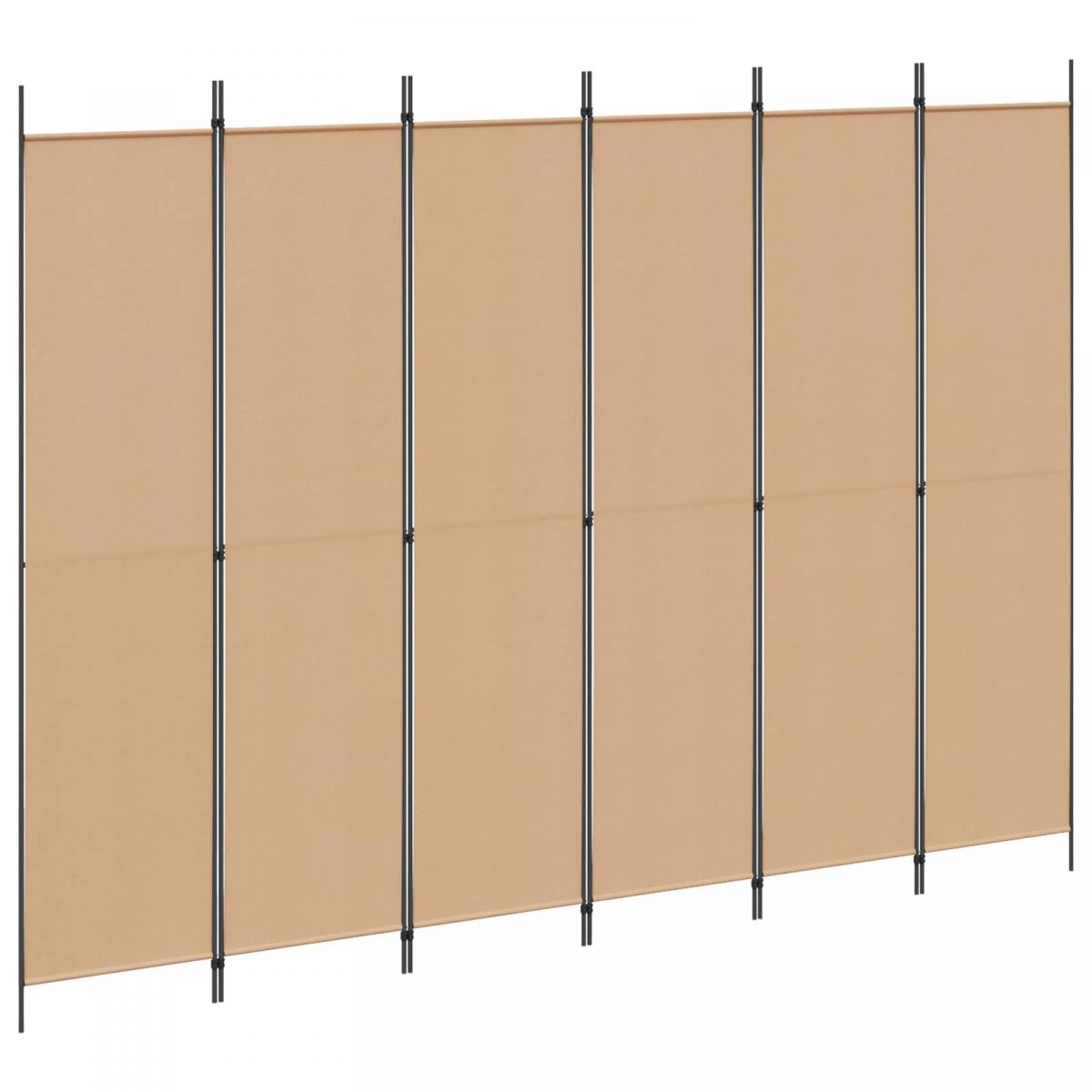 Divisor de habitación de 6 paneles Beige Tela