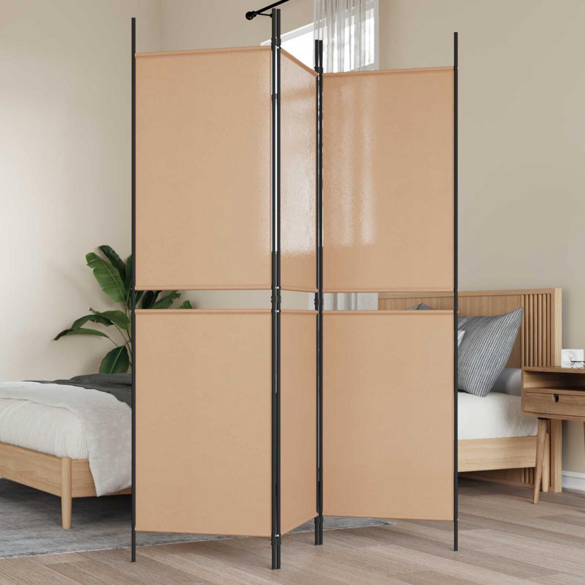 Biombo de 3 Paneles Beige Tela