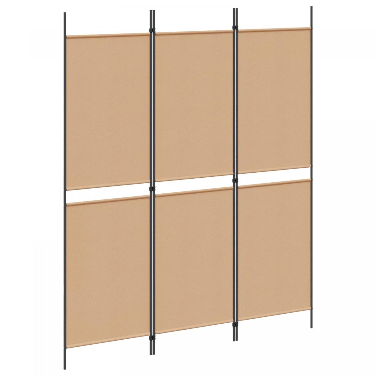 Biombo de 3 Paneles Beige Tela
