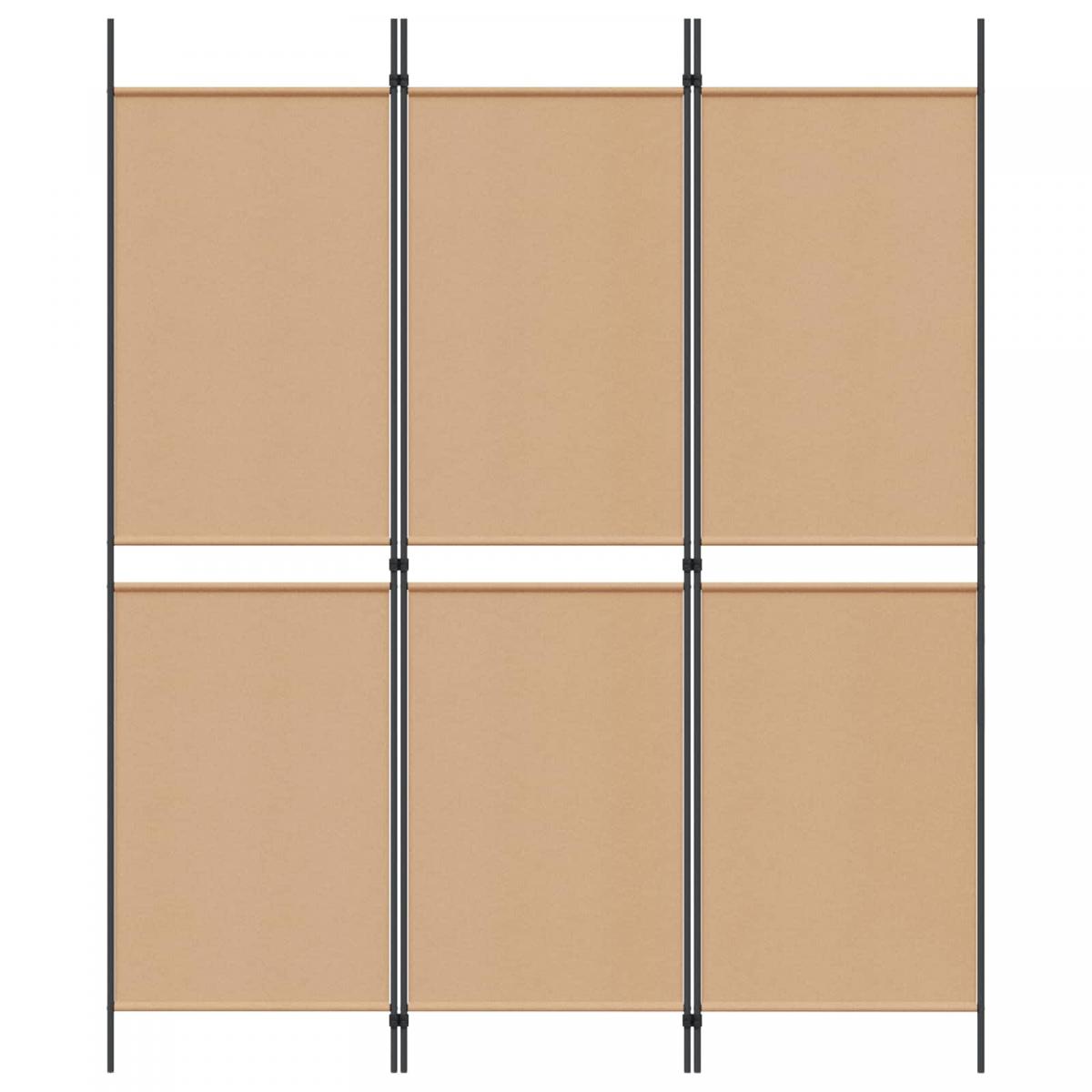 Biombo de 3 Paneles Beige Tela
