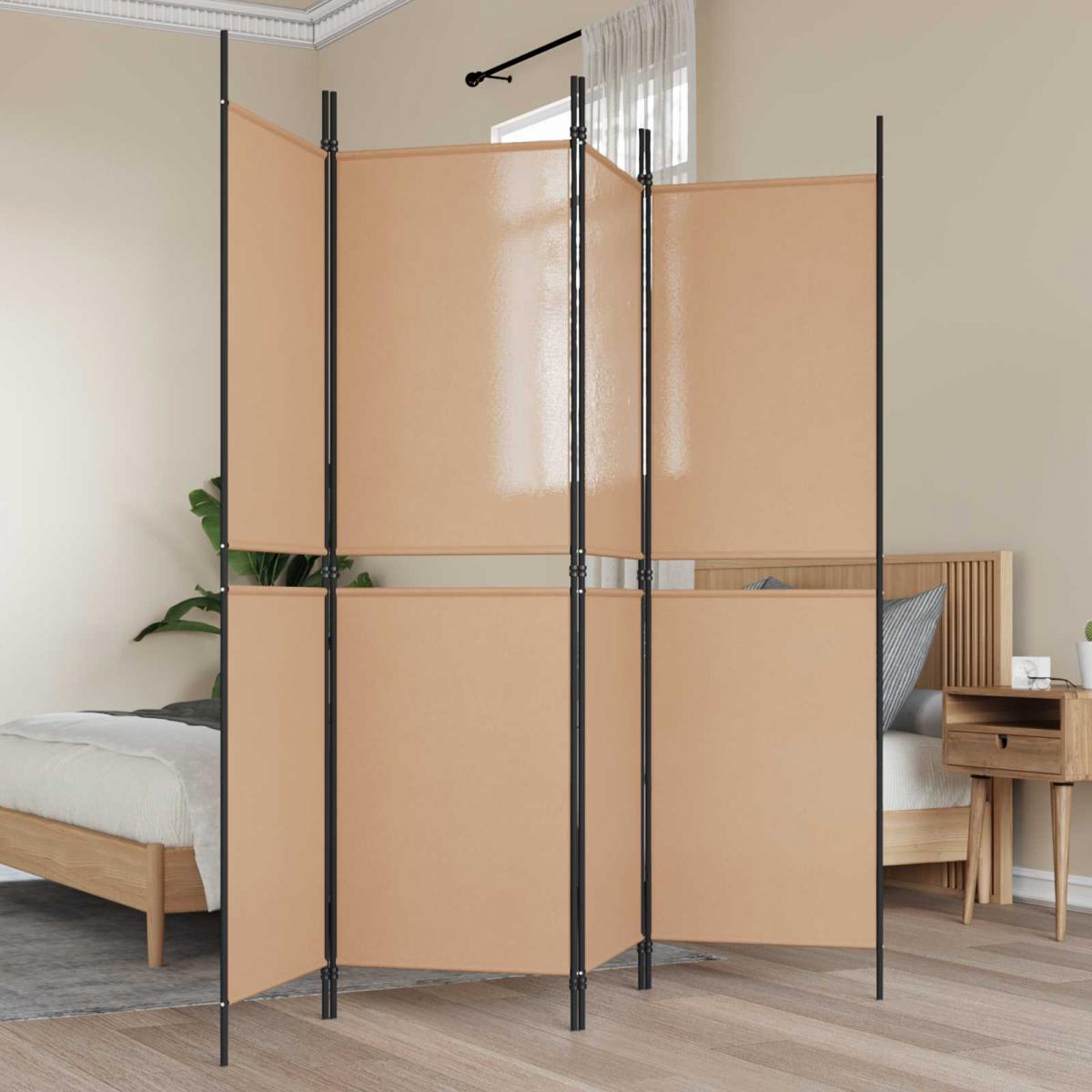 Biombo de 4 Paneles Beige 200 x 180 cm Tela