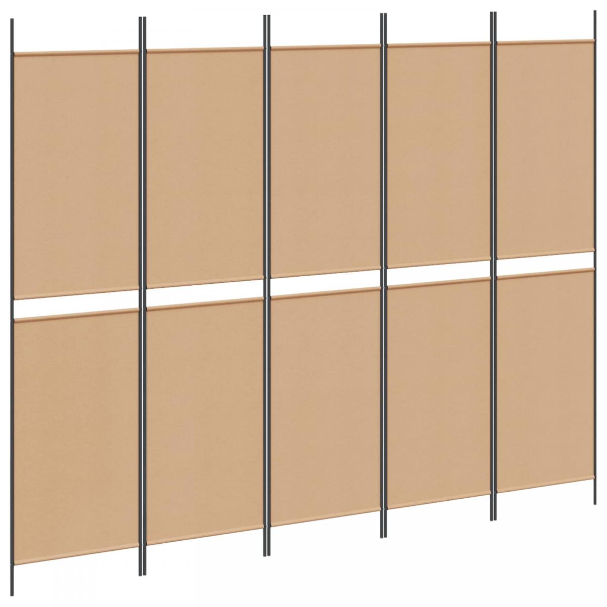 Biombo de 5 Paneles Beige Tela