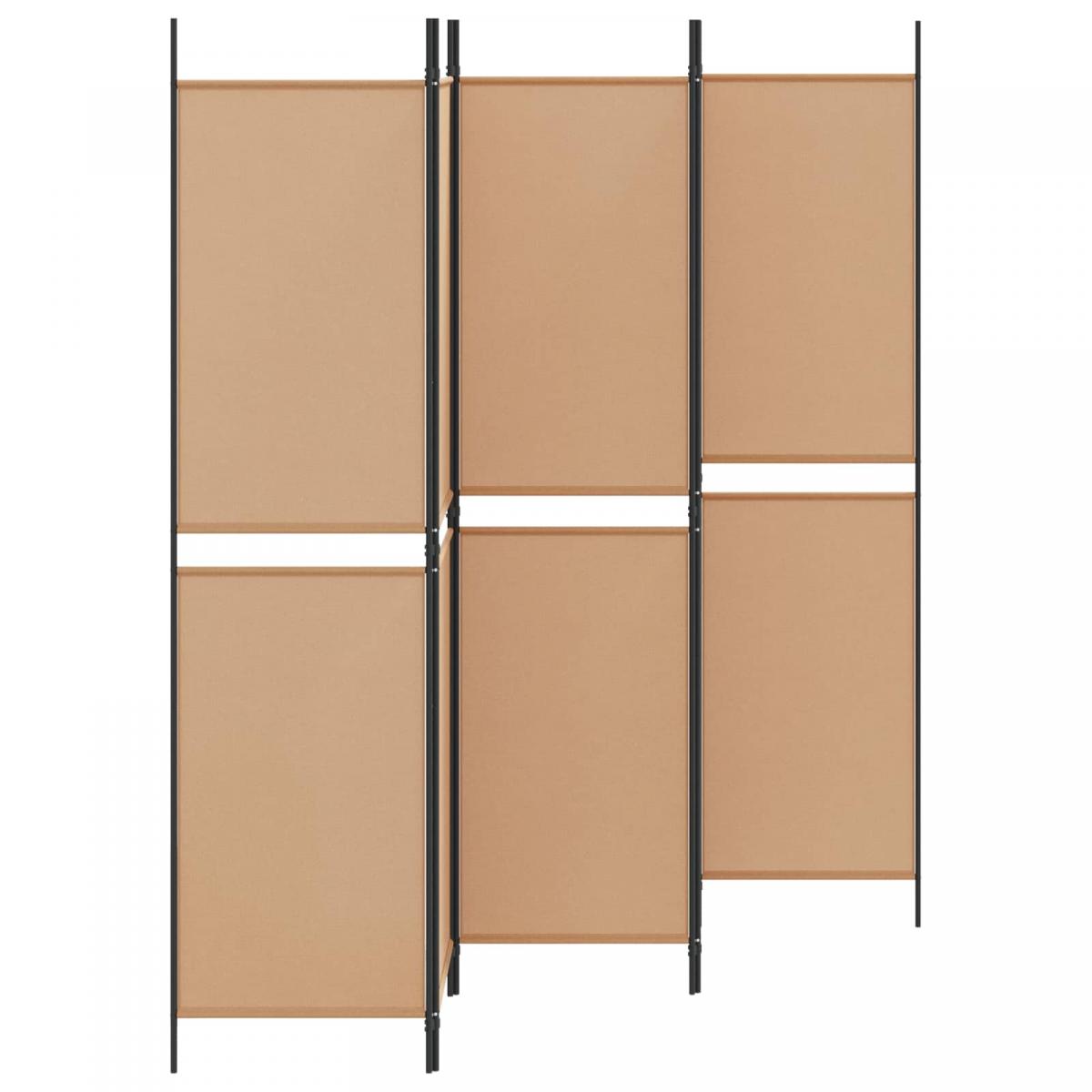 Biombo de 5 Paneles Beige Tela