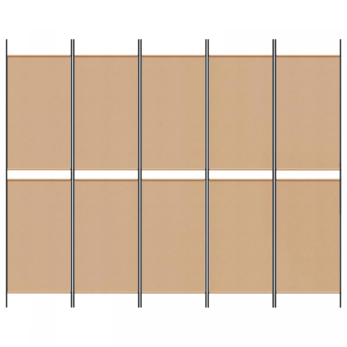 Biombo de 5 Paneles Beige Tela