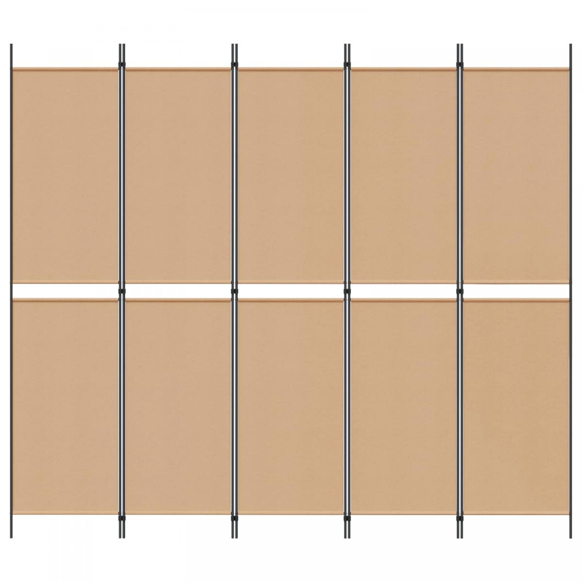Biombo de 5 Paneles Beige Tela