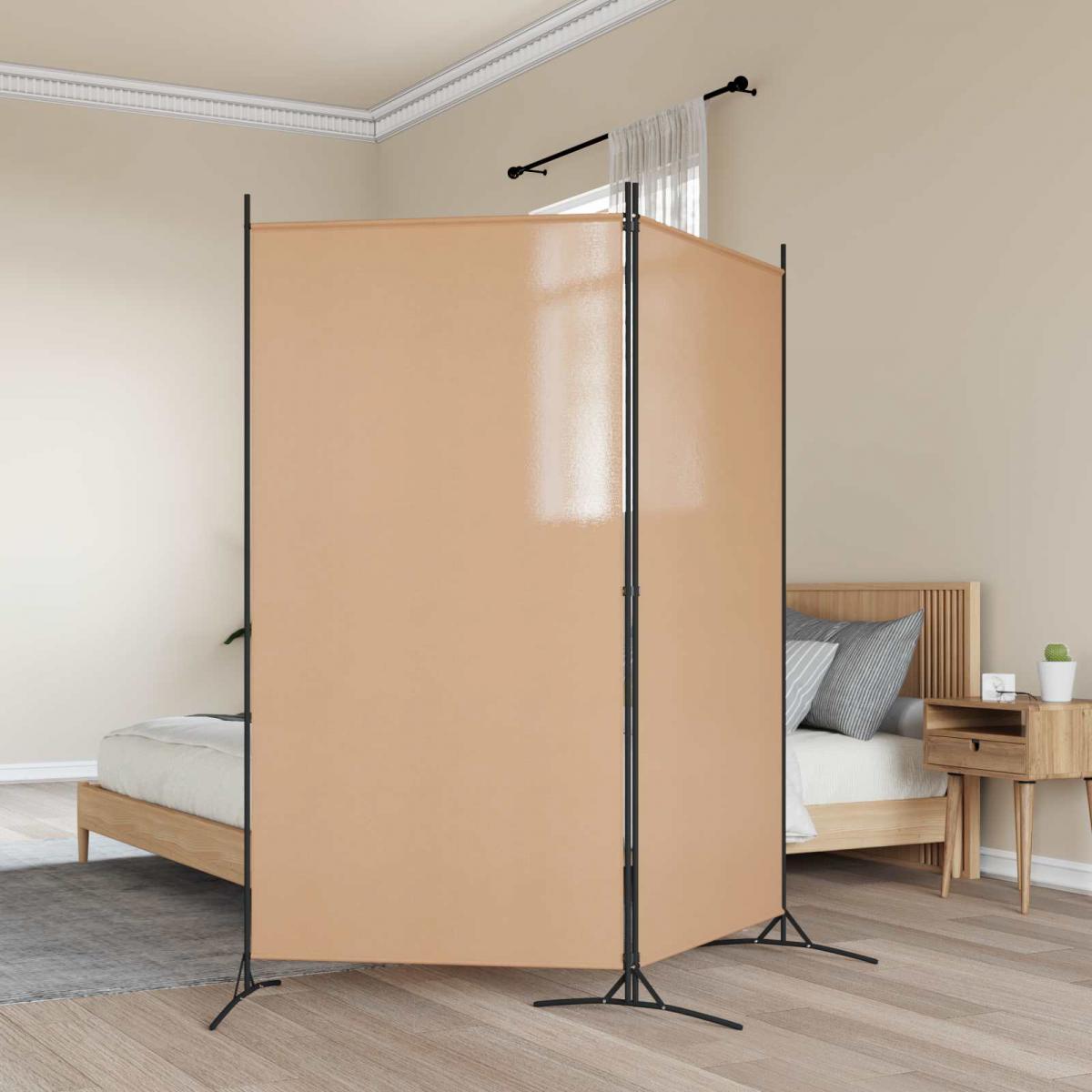 Divisor de habitación de 2 paneles Beige Tela