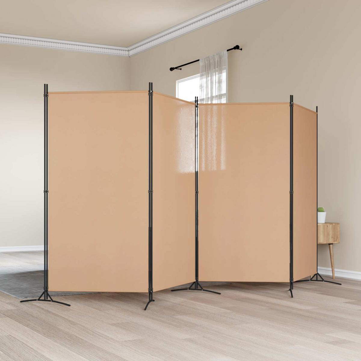 Separador de habitación de 4 paneles Beige Tela