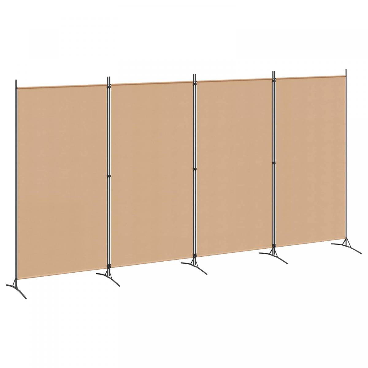 Separador de habitación de 4 paneles Beige Tela