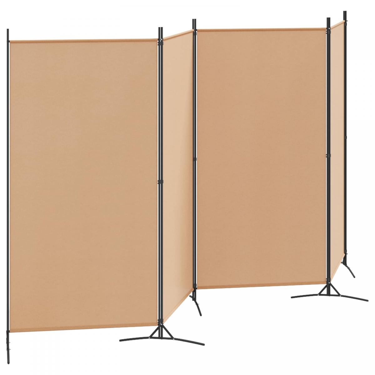 Separador de habitación de 4 paneles Beige Tela