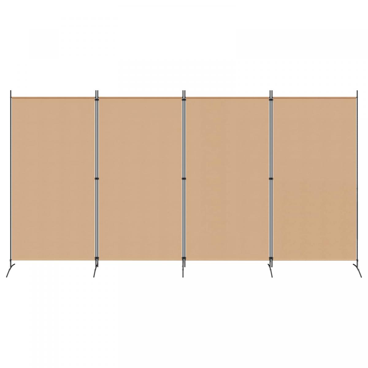Separador de habitación de 4 paneles Beige Tela