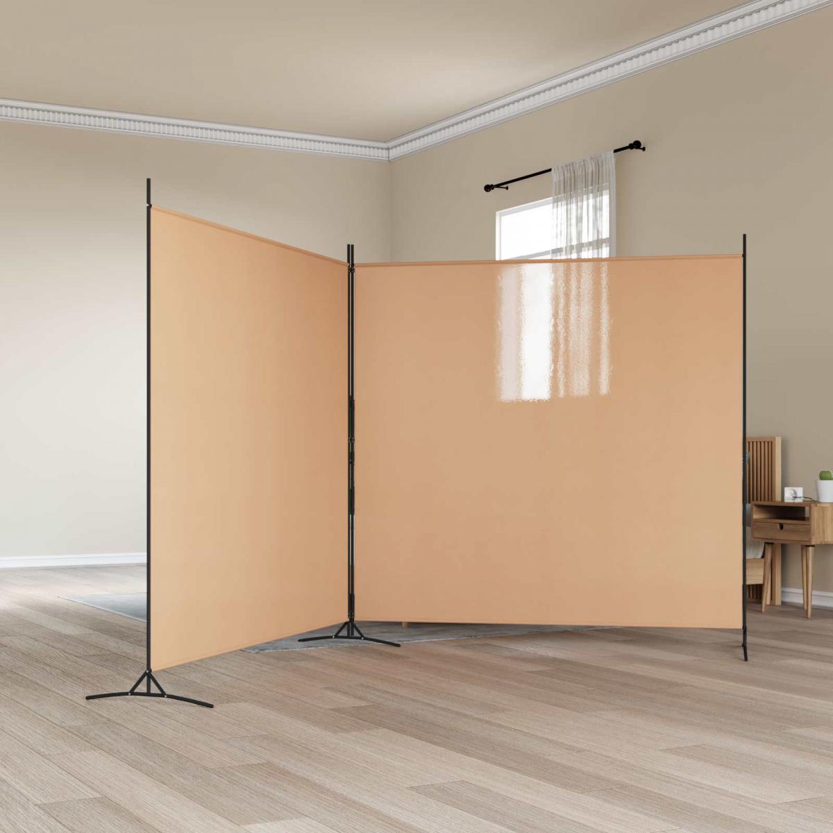 Divisor de habitación de 2 paneles Beige Tela