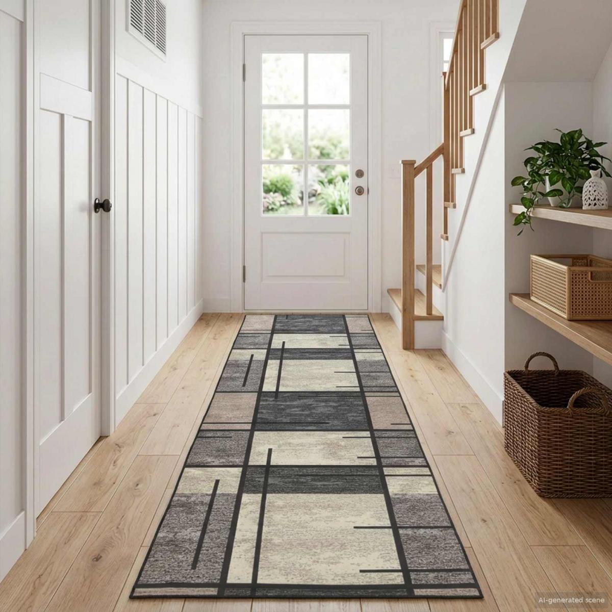 Pasillo de alfombra LESAKA Negro y blanco 100 x 100 cm