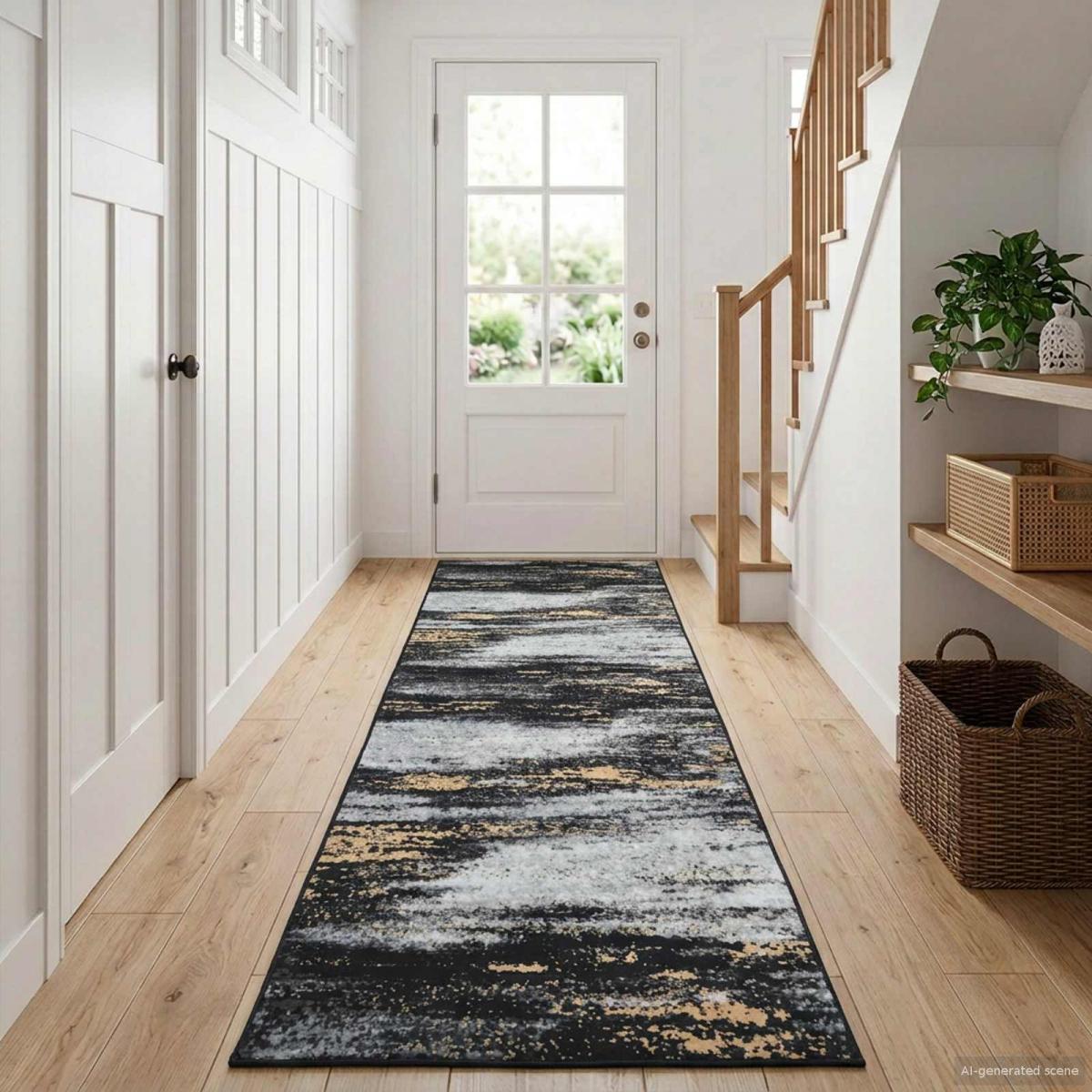 Pasillo de alfombra LESAKA Negro y dorado