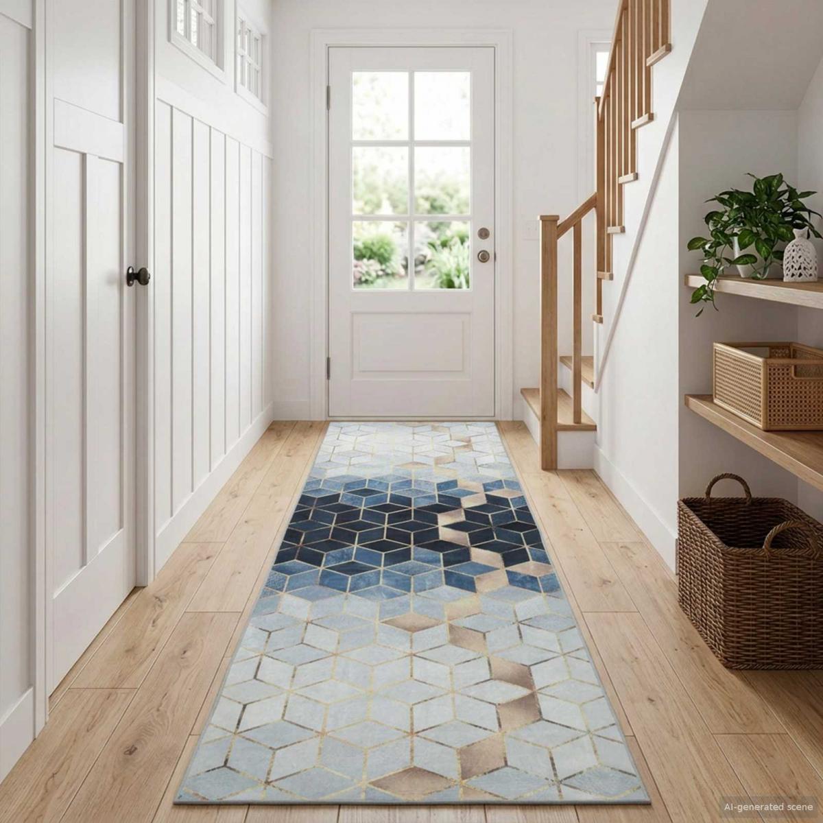 Pasillo de alfombra LESAKA Negro y blanco 80 x 100 cm