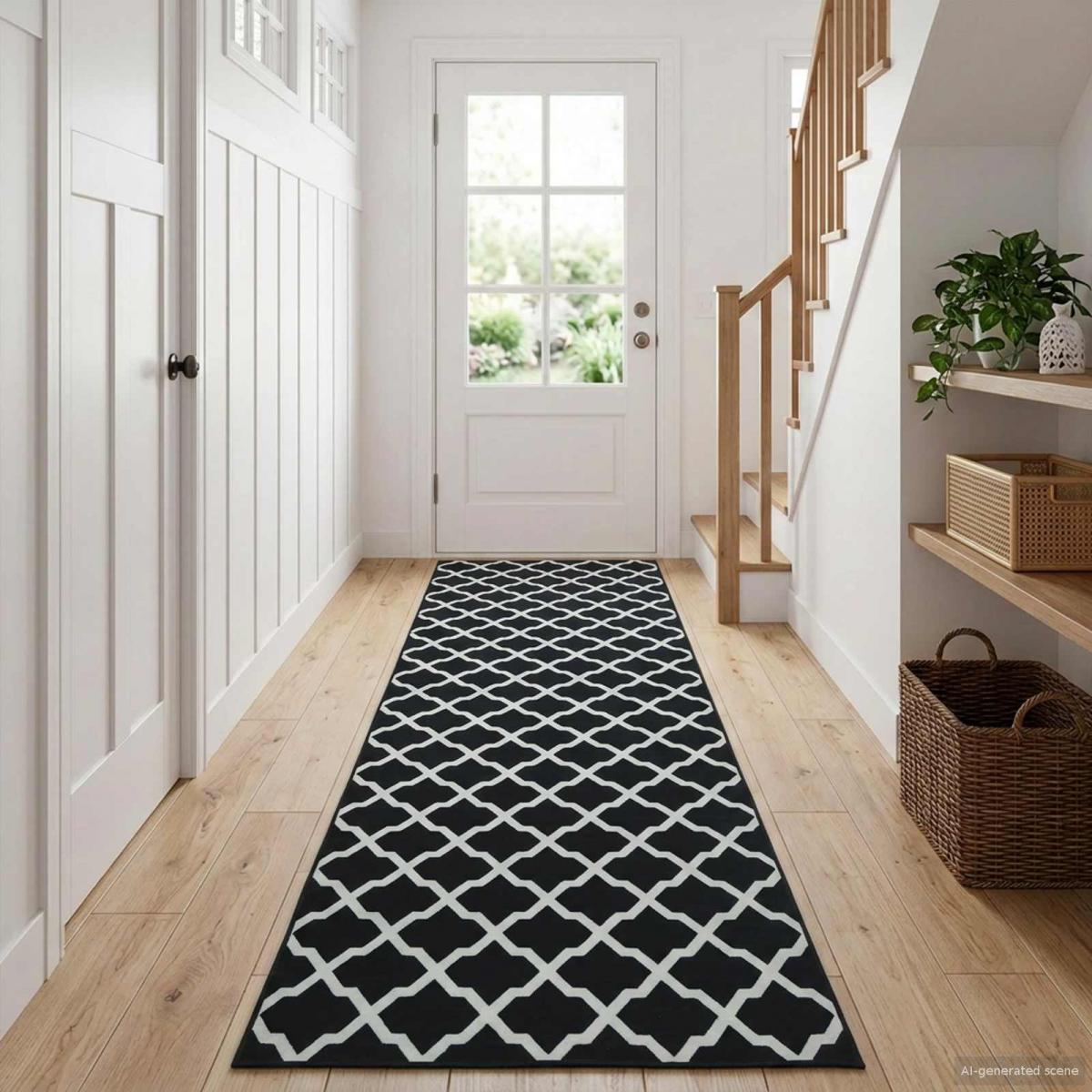 Pasillo de alfombra LESAKA Negro y blanco 50 x 300 cm