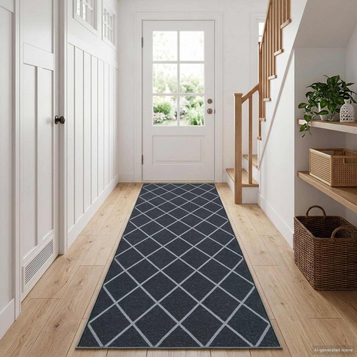 Pasillo de alfombra ORIZ 1150 gsm Patrón de malla negra