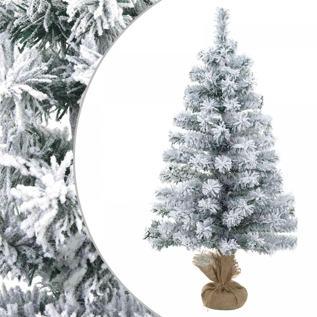 Mini árbol de Navidad nevado PVC Verde y blanco
