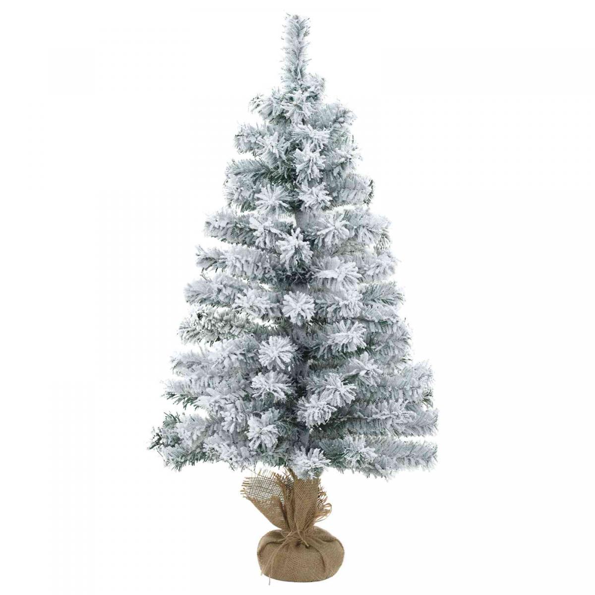 Mini árbol de Navidad nevado PVC Verde y blanco