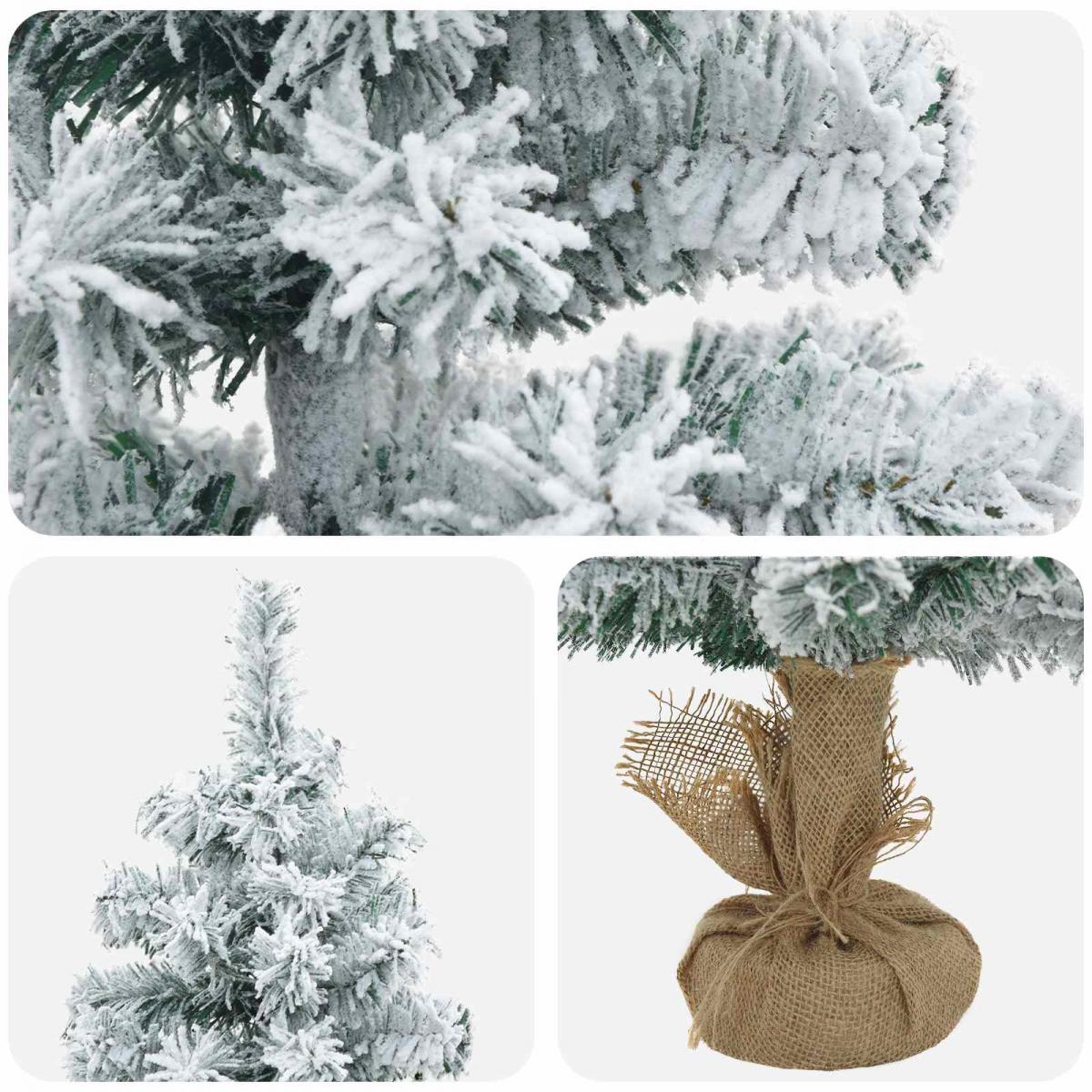 Mini árbol de Navidad nevado PVC Verde y blanco