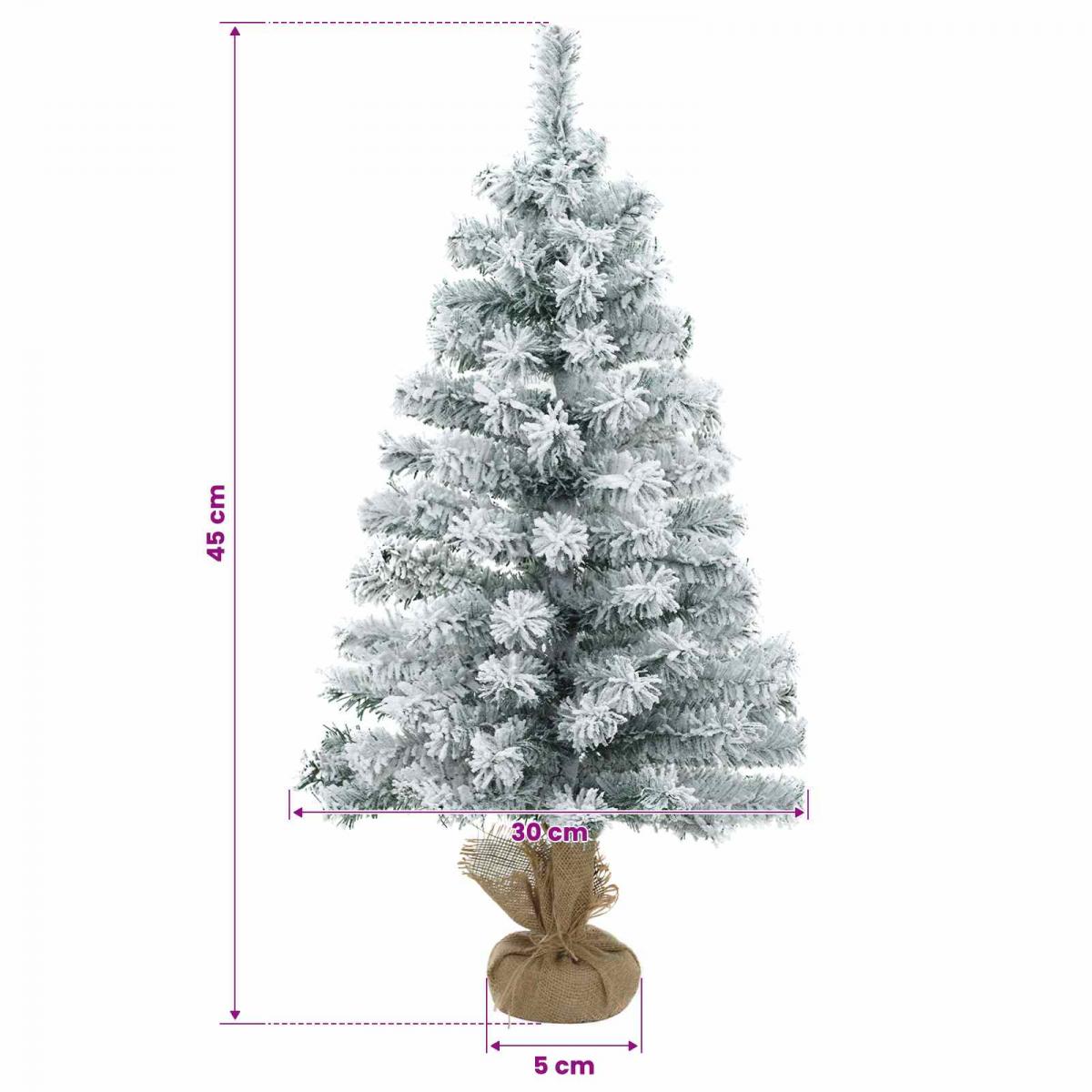Mini árbol de Navidad nevado PVC Verde y blanco