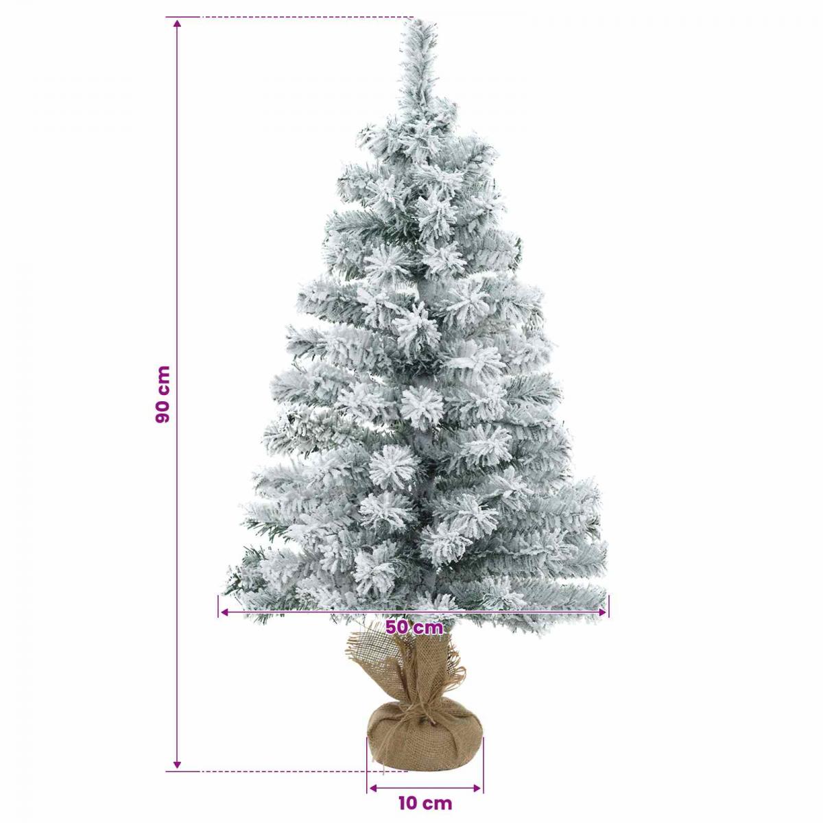 Mini árbol de Navidad nevado PVC Verde y blanco