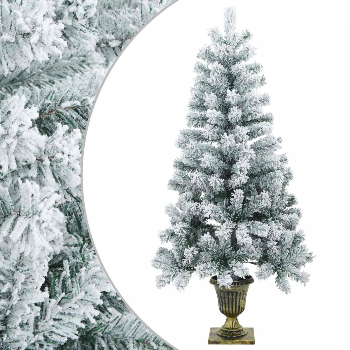 Mini árbol de Navidad nevado PVC Verde y blanco