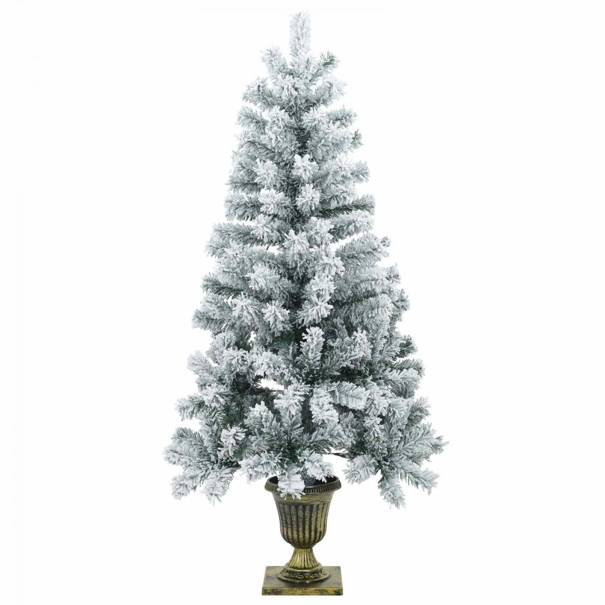 Mini árbol de Navidad nevado PVC Verde y blanco