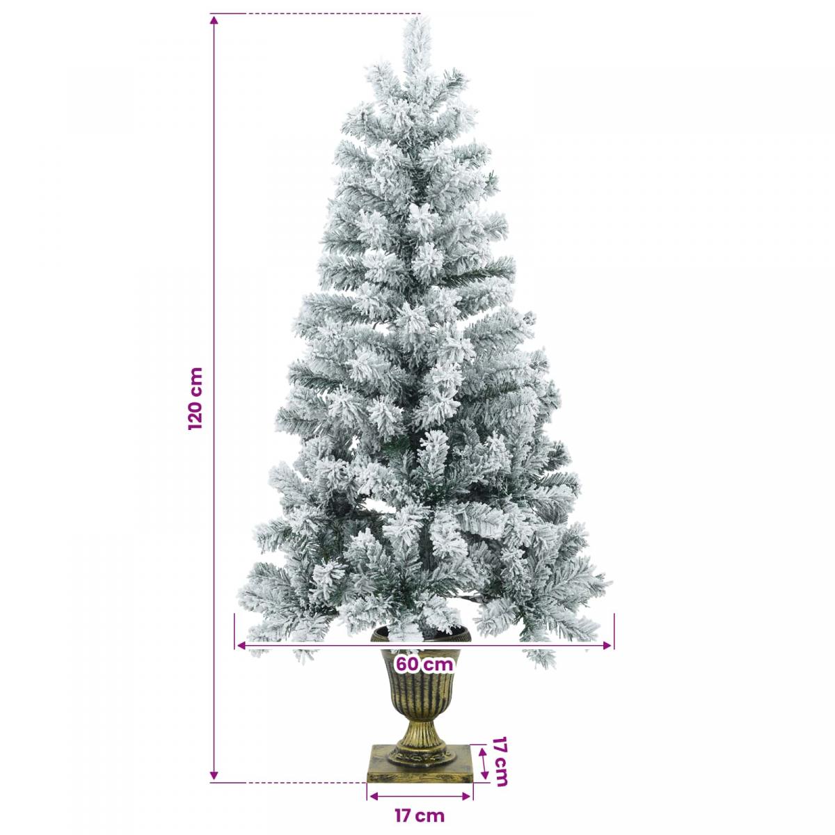 Mini árbol de Navidad nevado PVC Verde y blanco